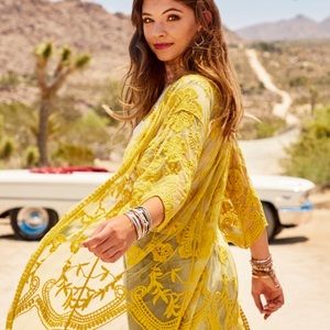 Altar’d State Lace Duster in Mustard Yellow